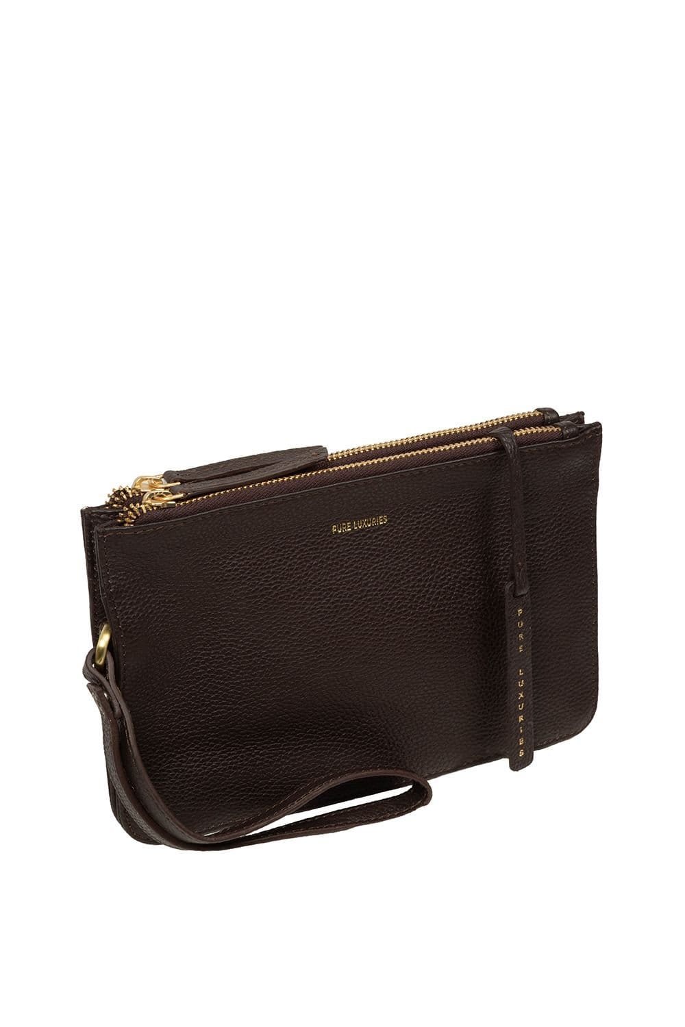 Pure Luxuries London Pure Luxuries London Women's 'Eleanor' Leather Clutch Bag in Dark Brown - 4