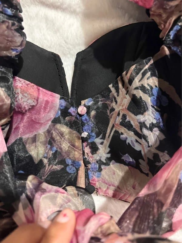 ASOS Gorgeous navy pink floral thick corset top 4 6 8