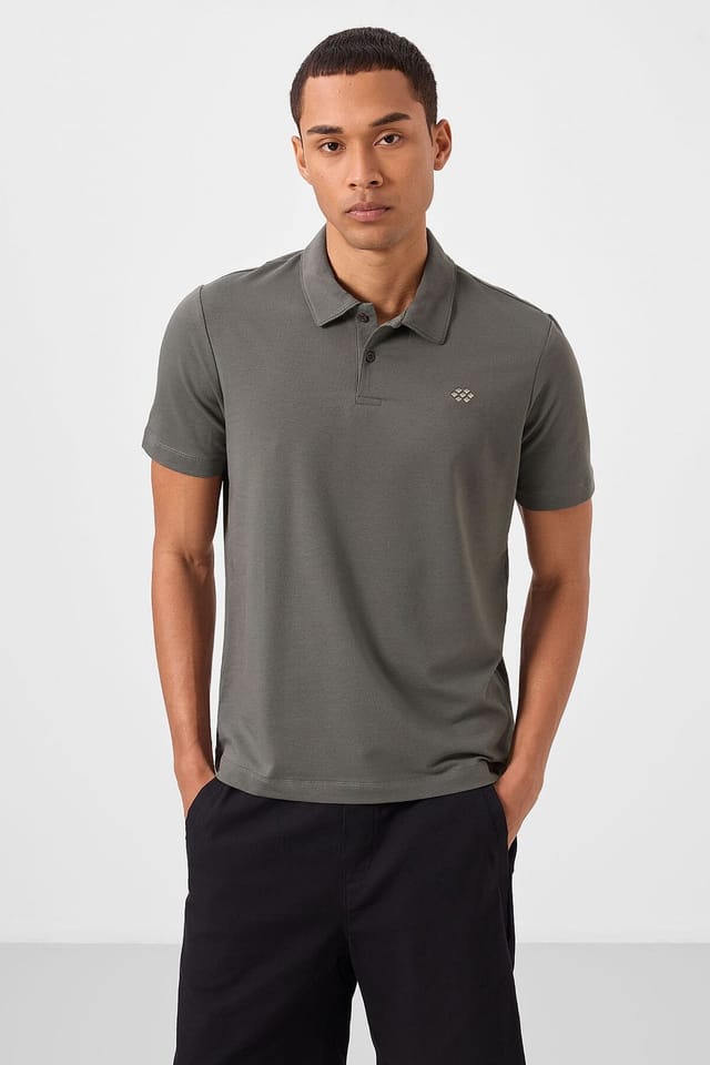 Tommy Life Tommy Life Men's Cotton Elastane Polo T-Shirt in Dark Grey - 3