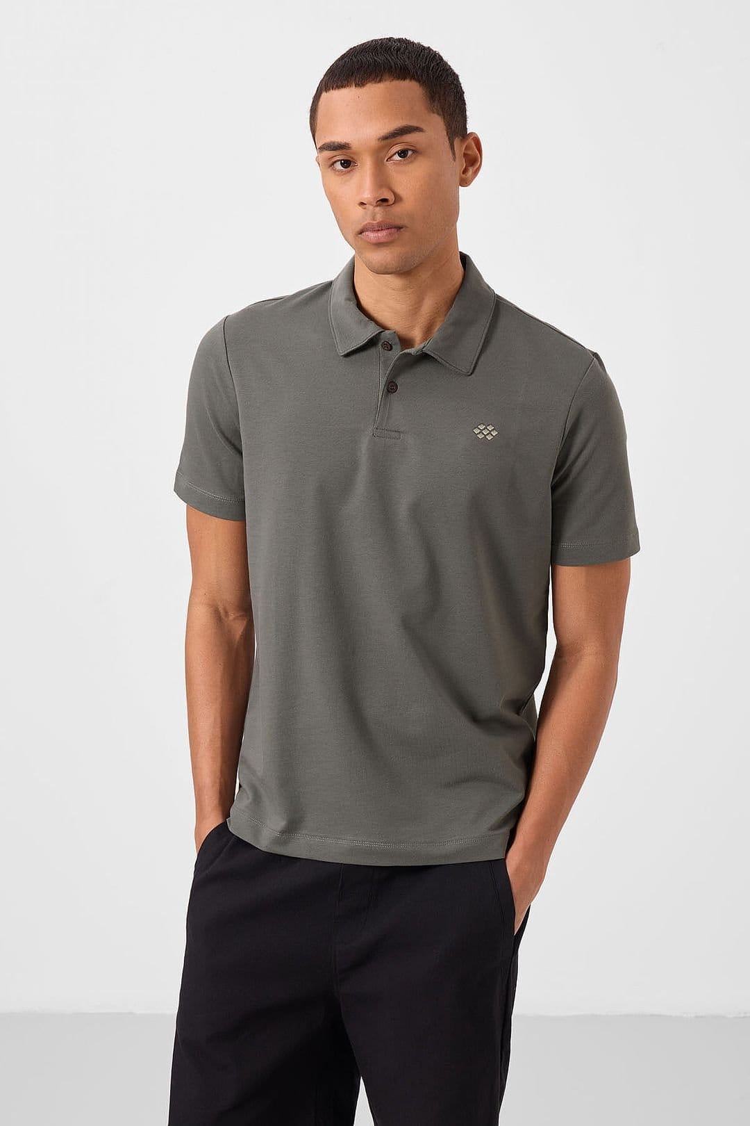 Tommy Life Tommy Life Men's Cotton Elastane Polo T-Shirt in Dark Grey - 4