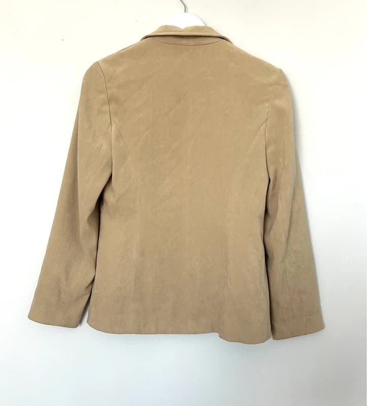 New Look Vintage New Look Beige Suedette Blazer Jacket UK 10 Neutral Tailored Smart Casual