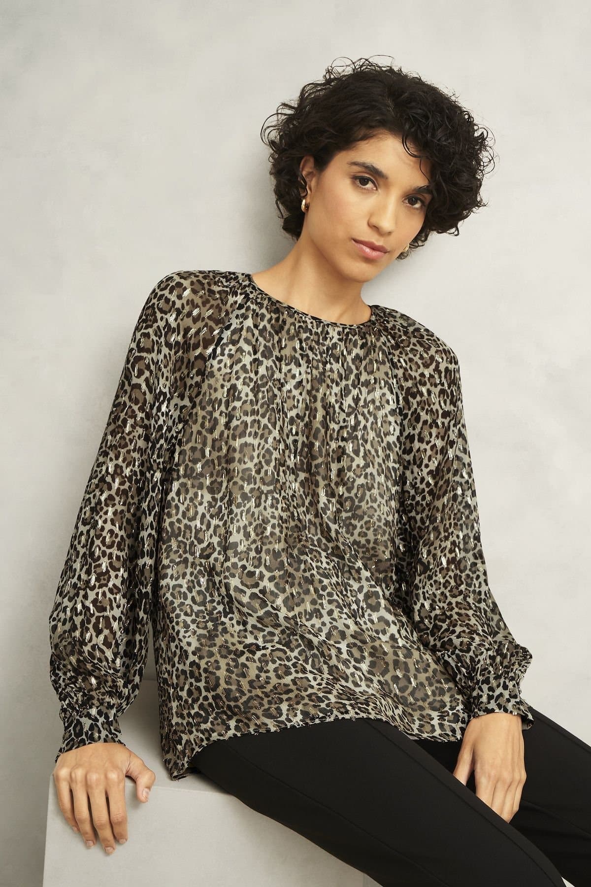 Hobbs London Hobbs London Leopard Print Blouse In Fawn