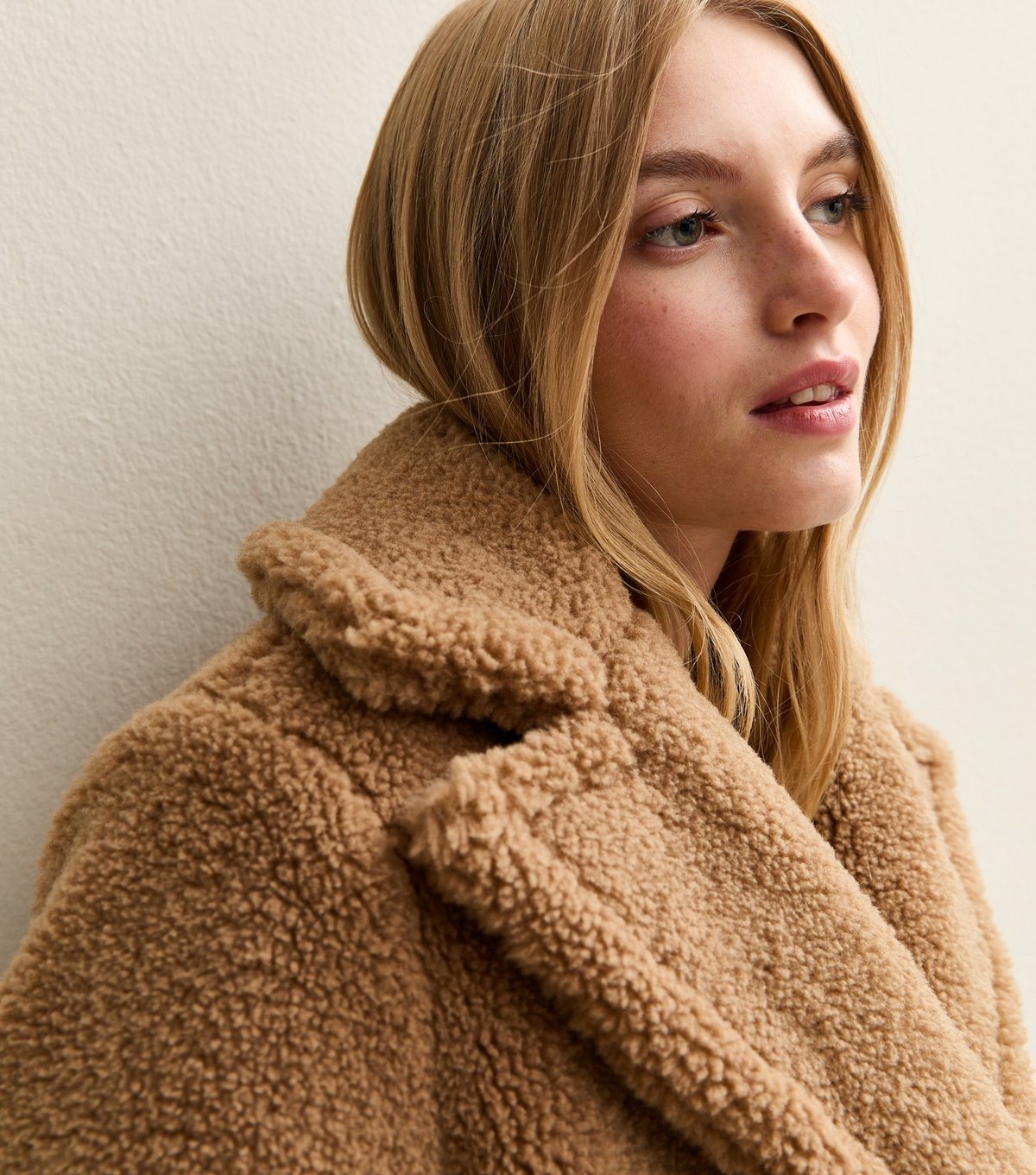 New Look Women's Tan Collared Long Sleeve Borg Coat New Look - 2