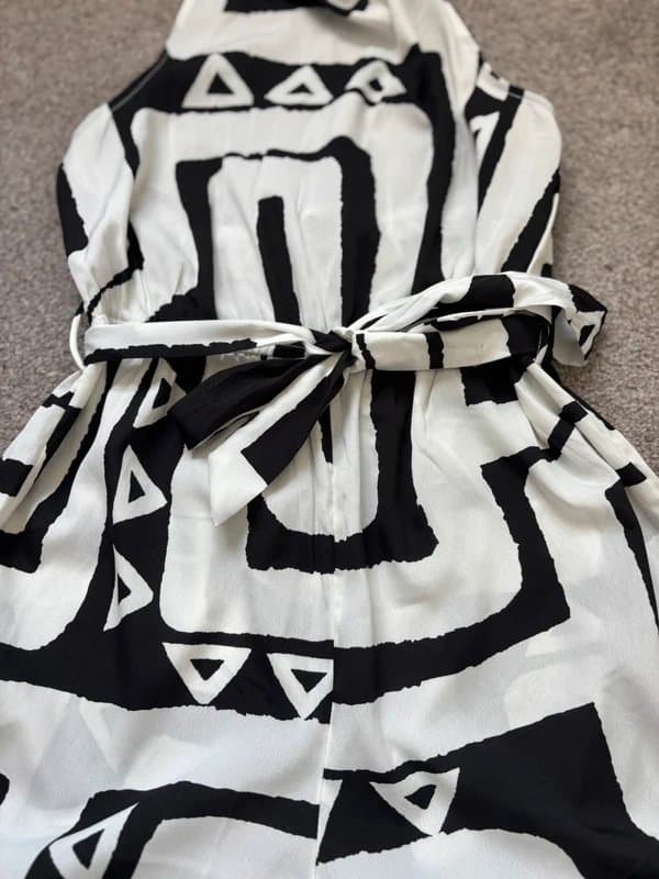 New Look black and white backless shorts jumpsuit