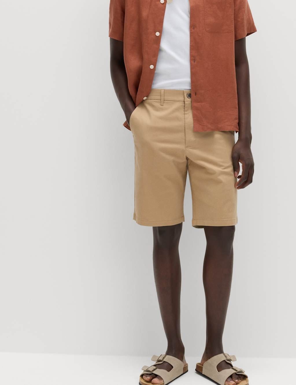 Marks & Spencer M&S Loose Fit Stretch Chino Shorts Sand - 1