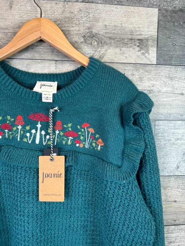 Joanie Teal Embroidered Frill Knit Jumper Size XXL