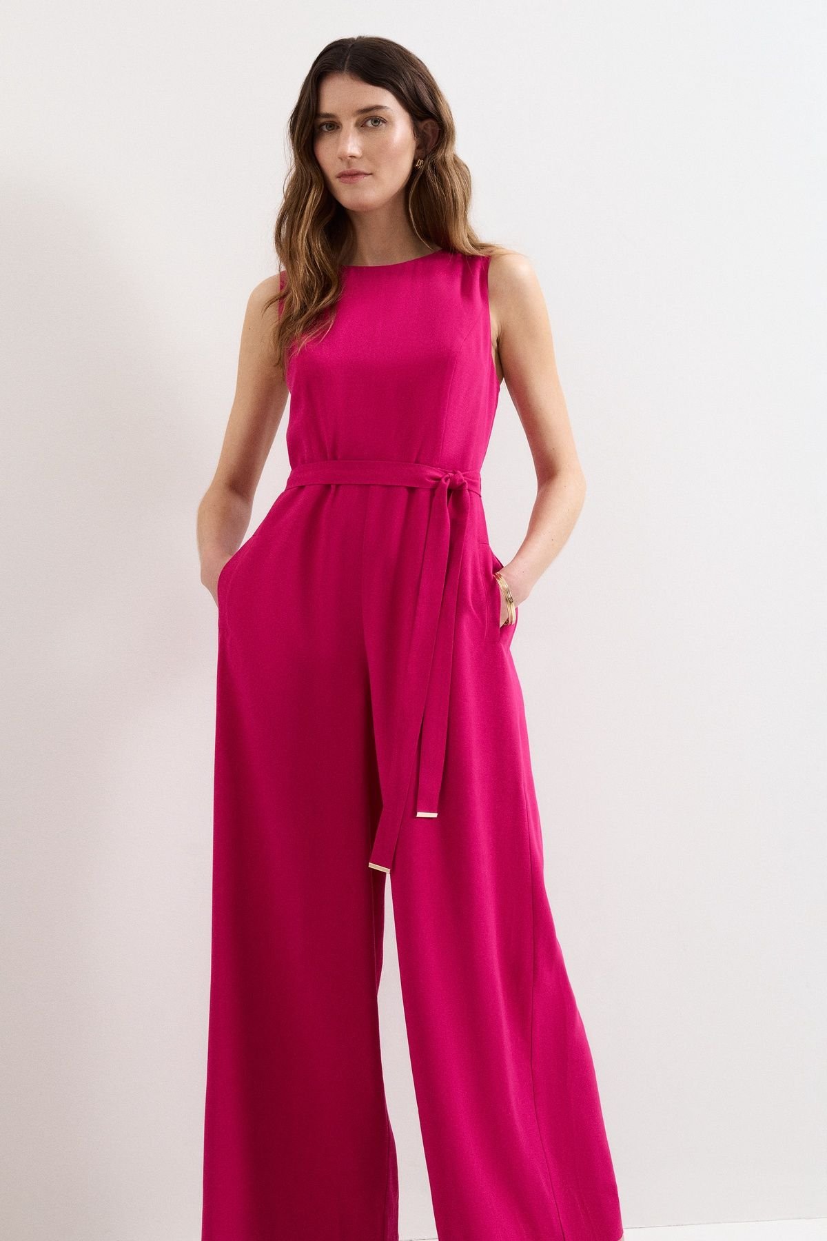 Phase Eight Phase Eight Women's Marta Belted Jumpsuit in Fuchsia - 3