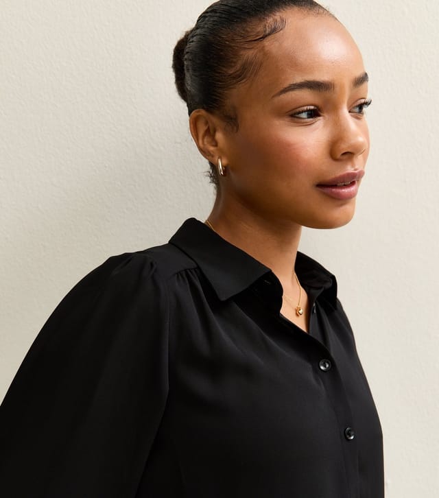 New Look Women's Petite Black Collared Long Sleeve Shirt New Look - 2