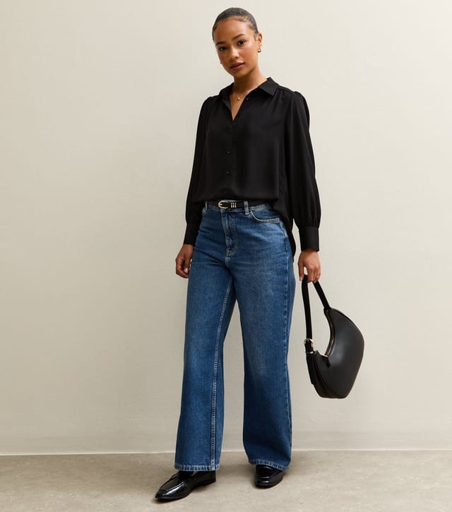 New Look Women's Petite Black Collared Long Sleeve Shirt New Look - 3