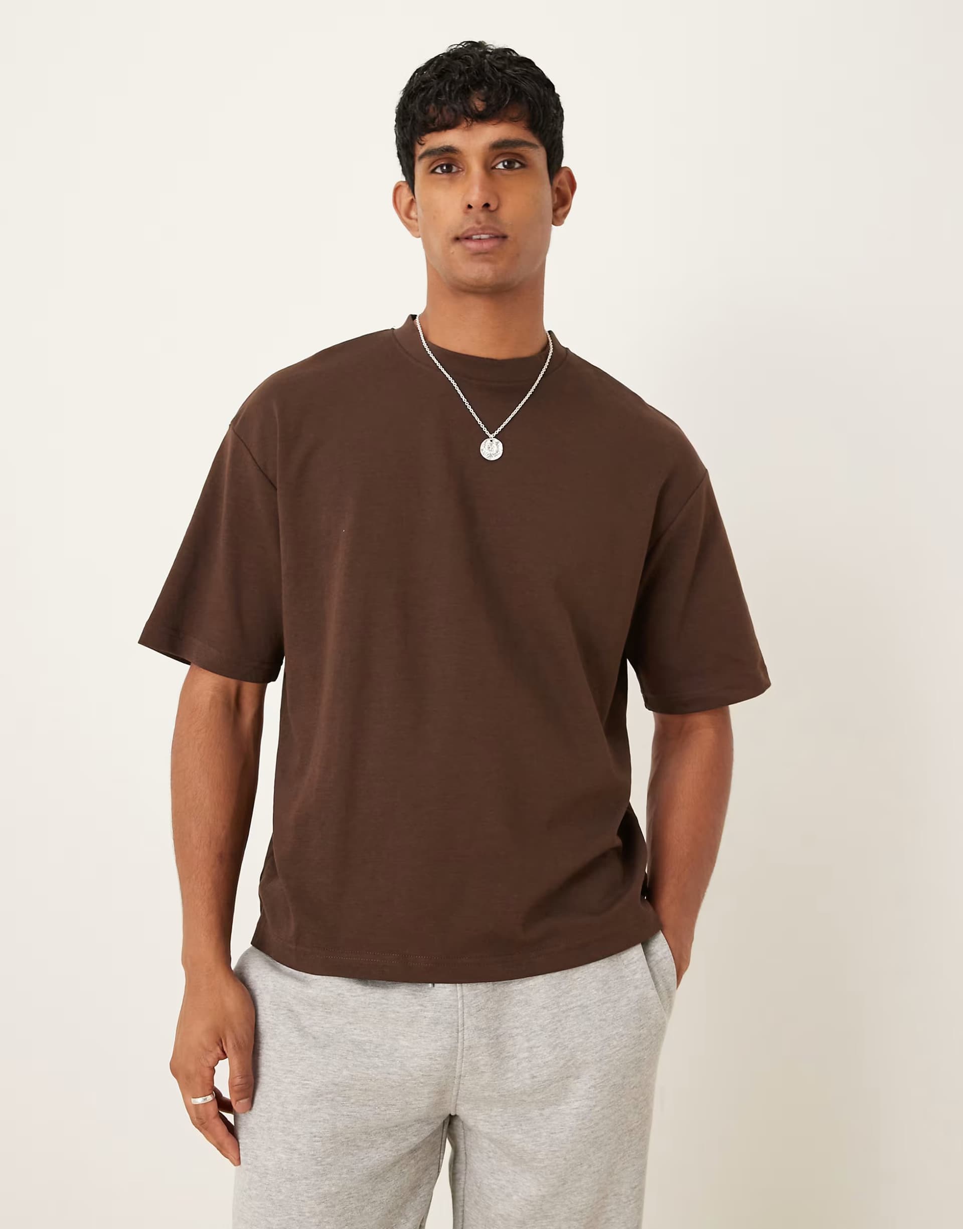 ASOS Selected Oscar oversized t-shirt in brown