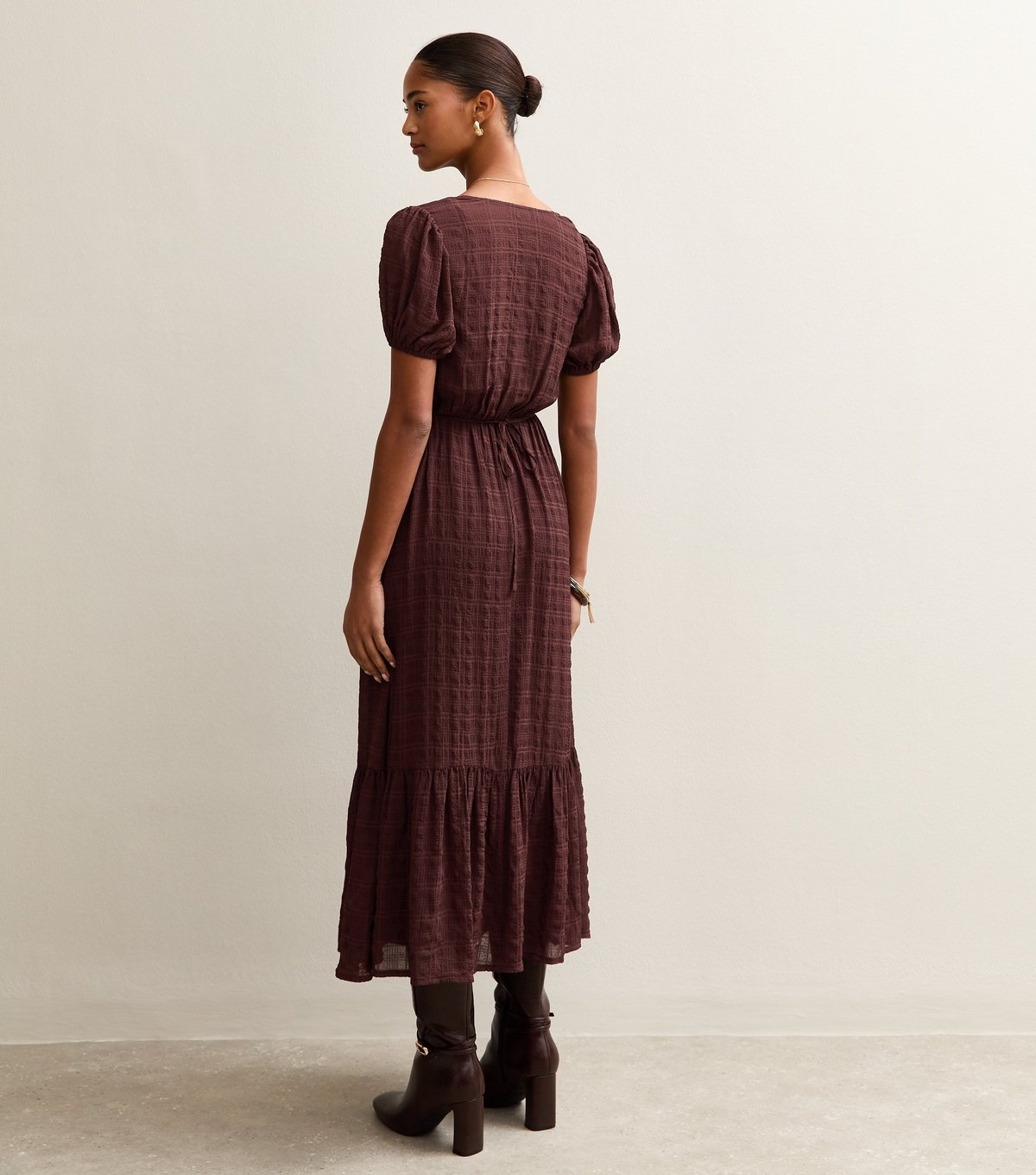 New Look Women's Brown Checked Button Through Midi Dress New Look - 4