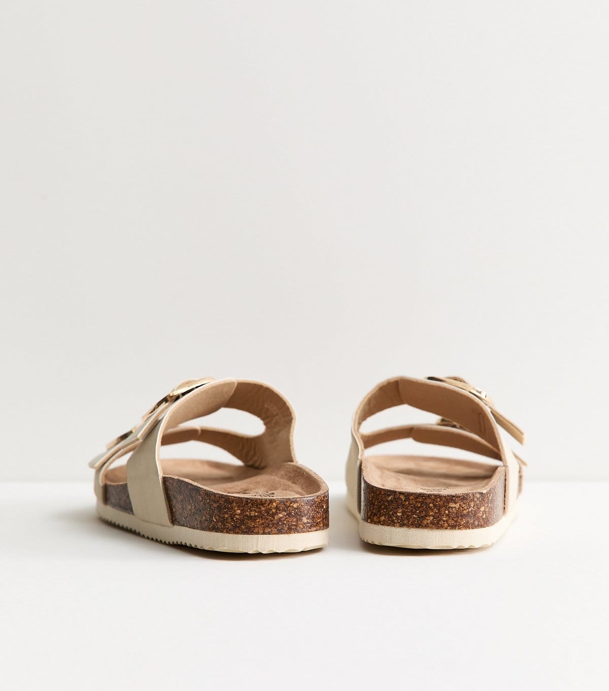 New Look Women's Extra Wide Fit Off White Cork Sole Double Strap Mule Sandals Vegan New Look - 4