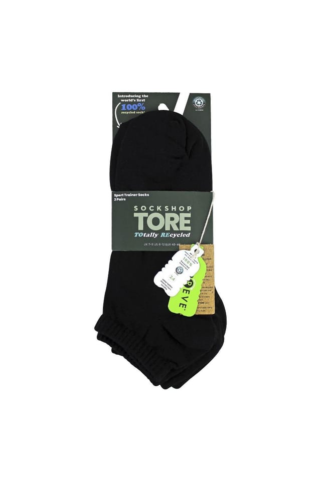SOCKSHOP TORE SOCKSHOP TORE Men's 3 Pack Plain Sports Trainer Socks - Comfortable Everyday Ankle Socks in Black - 2