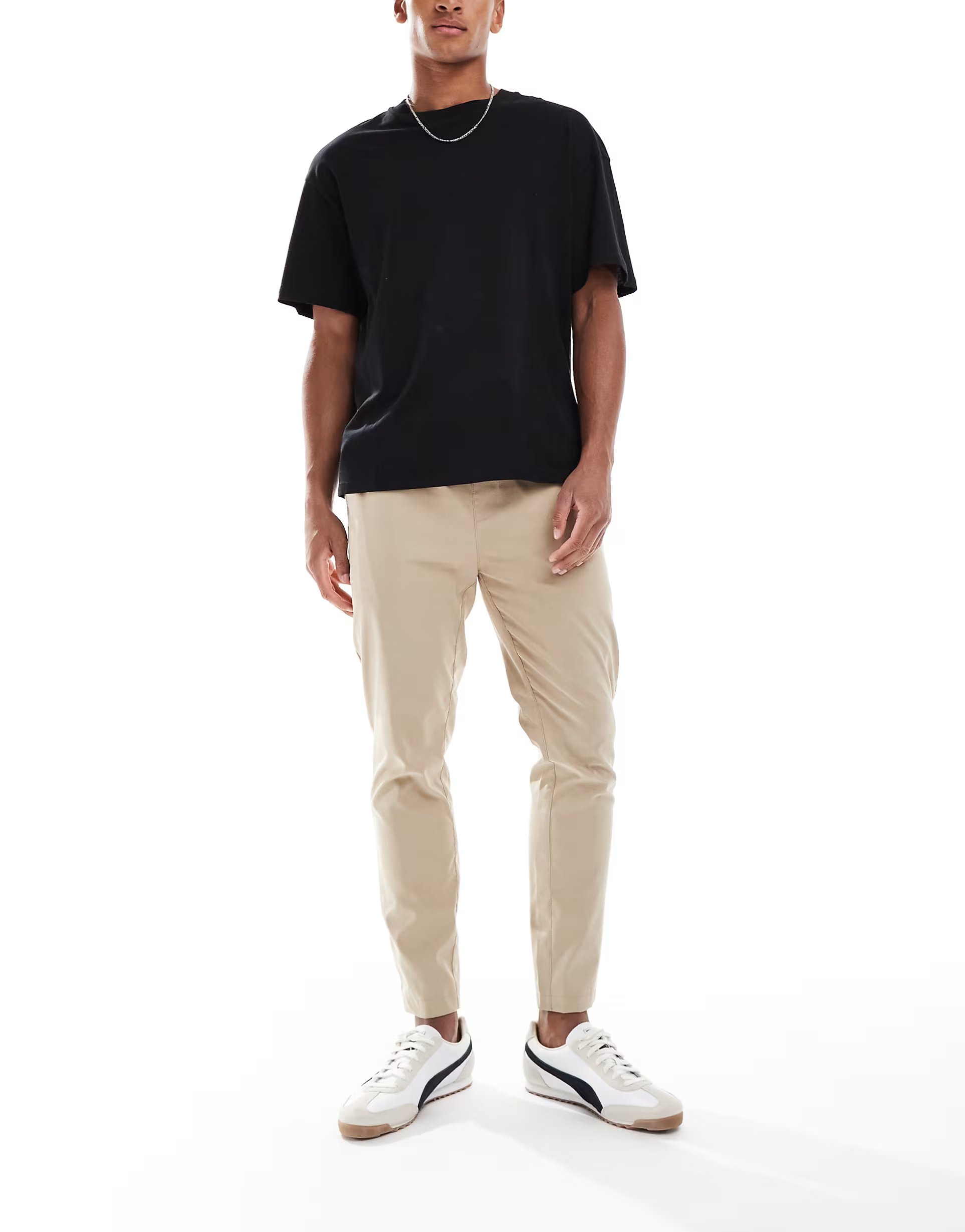 ASOS Brave Soul Elasticated waist trousers in stone - 1