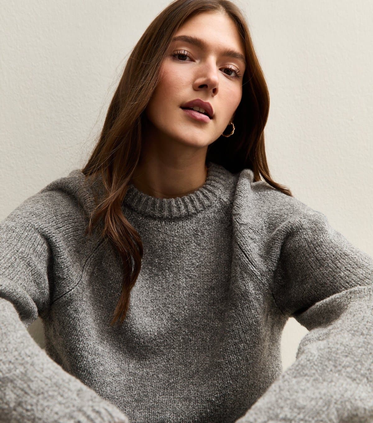 New Look Women's Mid Grey Wide Sleeve Raglan Jumper New Look