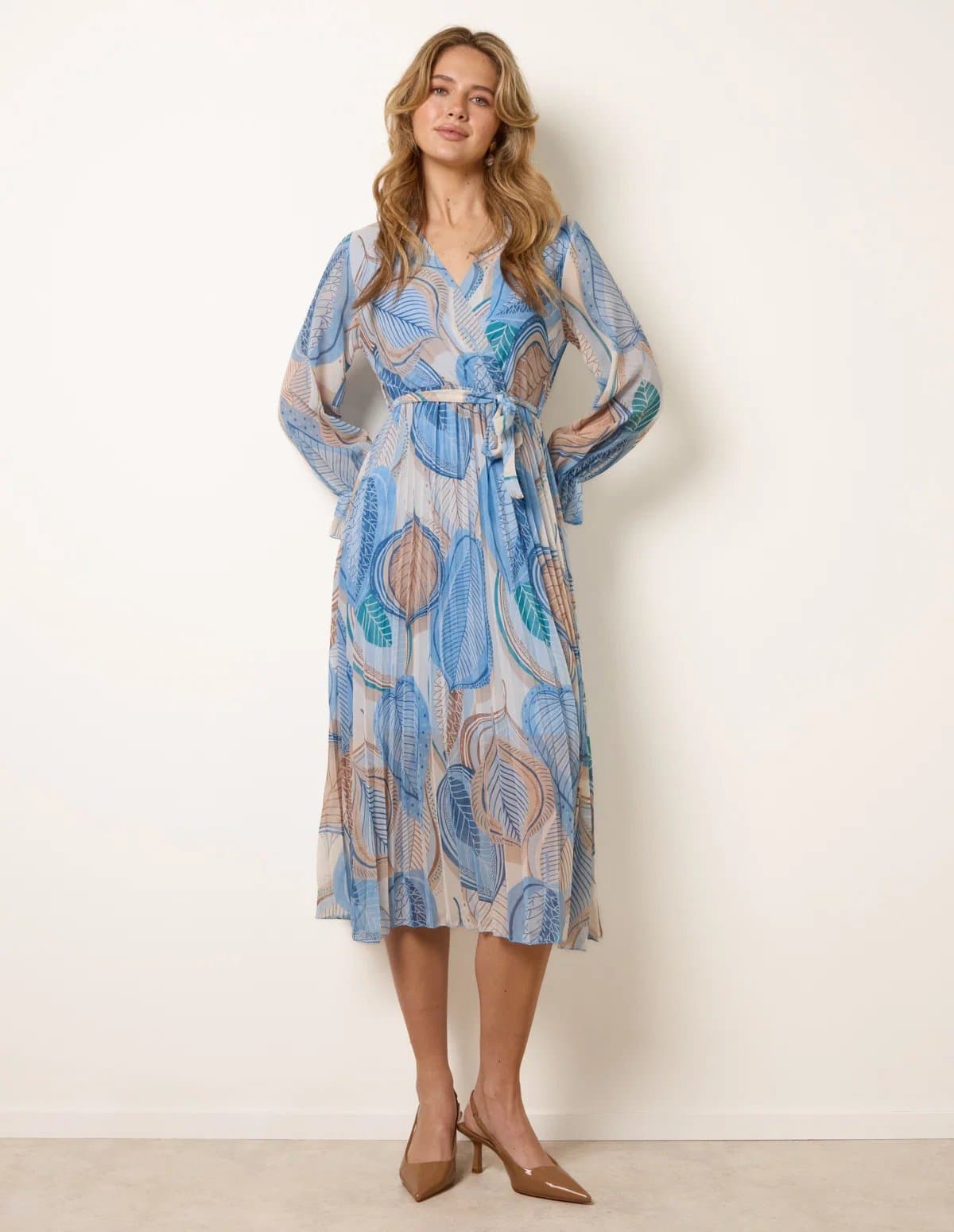 Blue Vanilla Crossover Pleated Dress