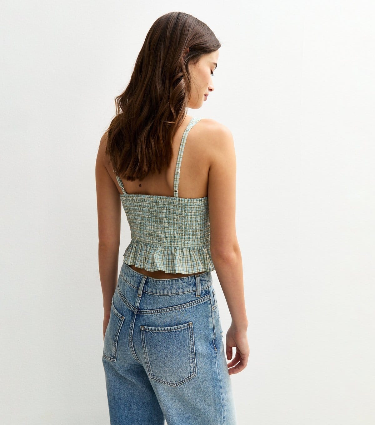 New Look Women's Green Gingham Check Lace Up Front Cami Top New Look - 4