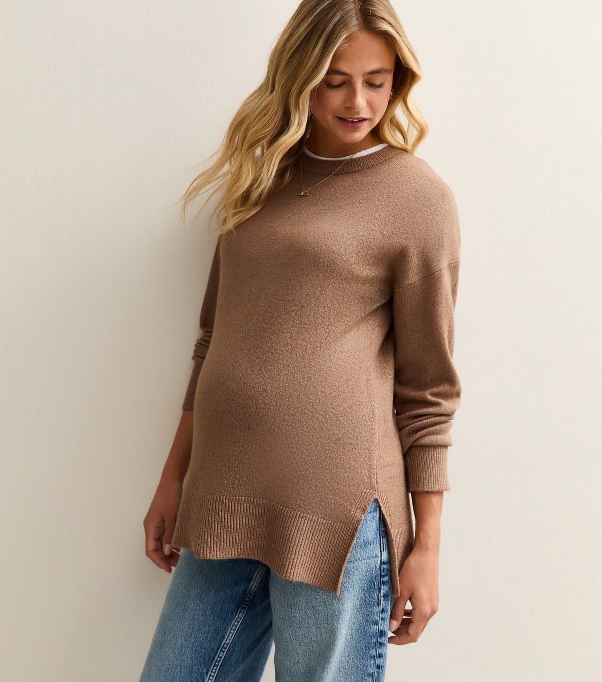 New Look Women's Maternity Camel Side Slit Jumper New Look