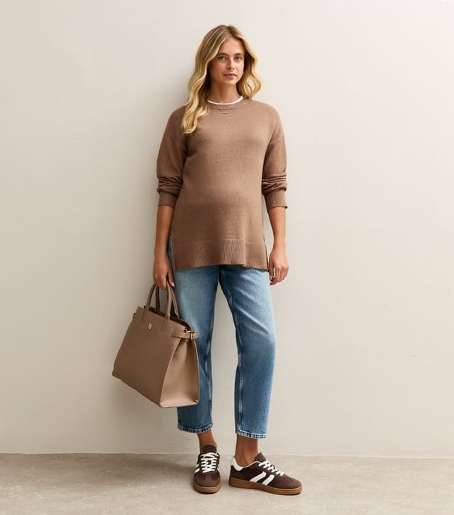 New Look Women's Maternity Camel Side Slit Jumper New Look - 3