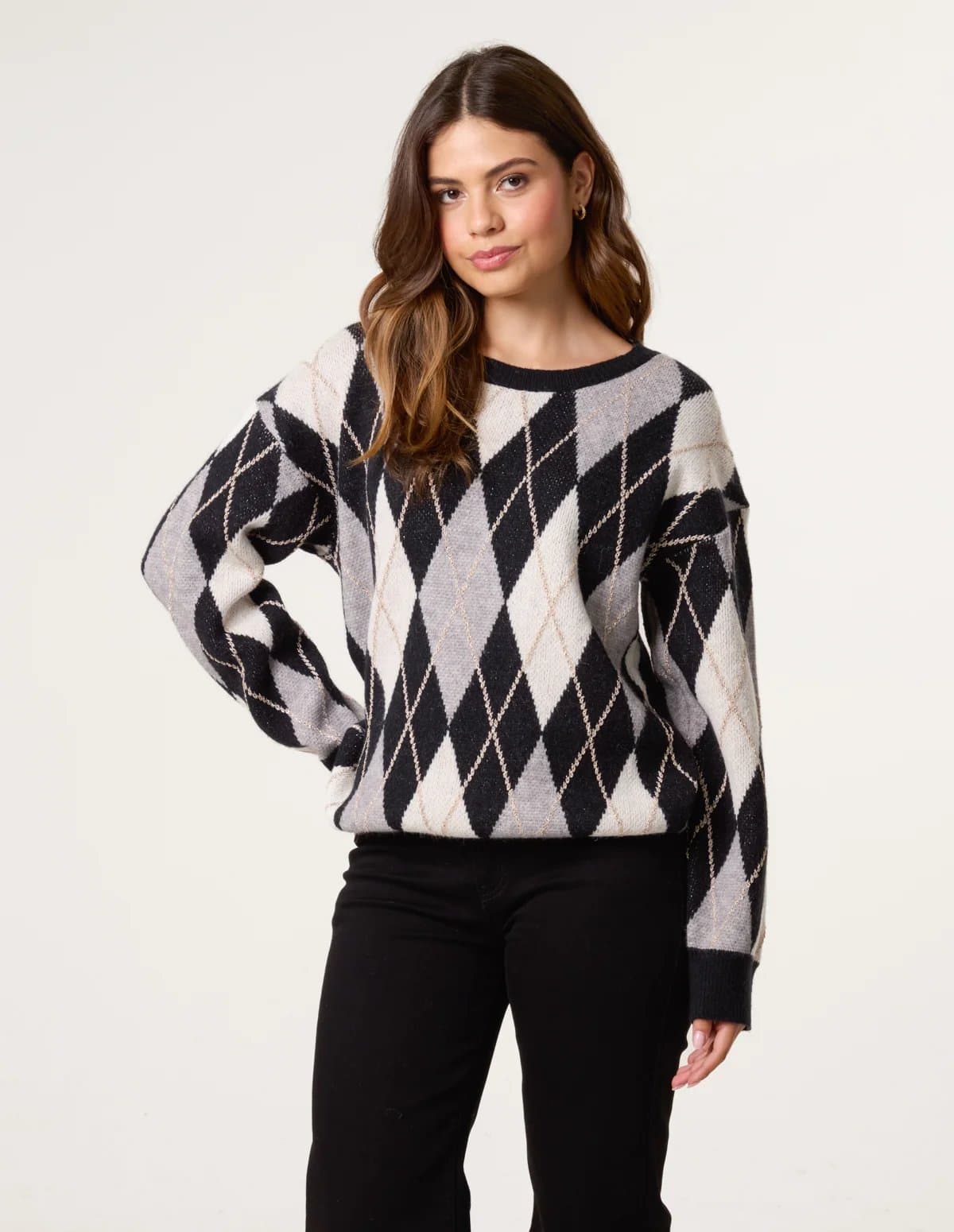 Blue Vanilla Argyle-Patterned Knit Jumper