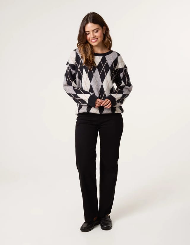 Blue Vanilla Argyle-Patterned Knit Jumper - 2