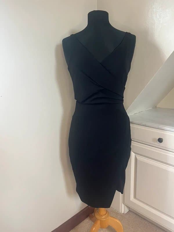 River Island River Island Little Black Dress Bandage Wrap Zip Back Size 10