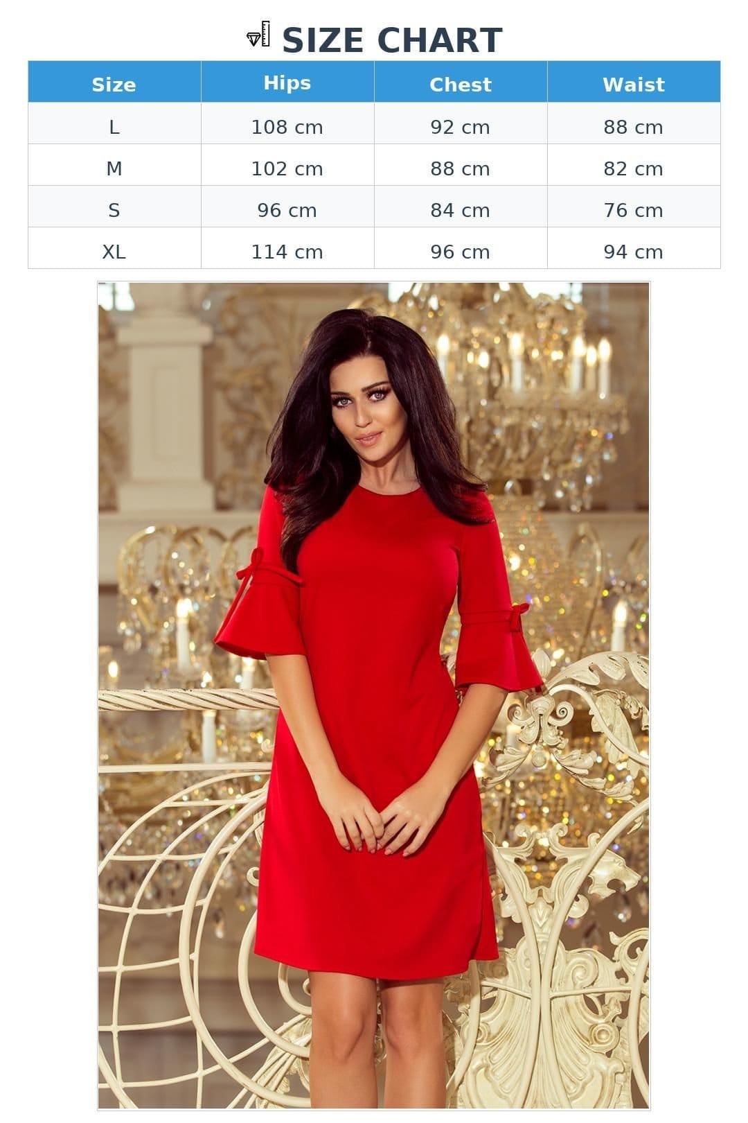 Love Lace Love Lace Women's Neva Red Trapeze Dress with Flared Sleeves - 4