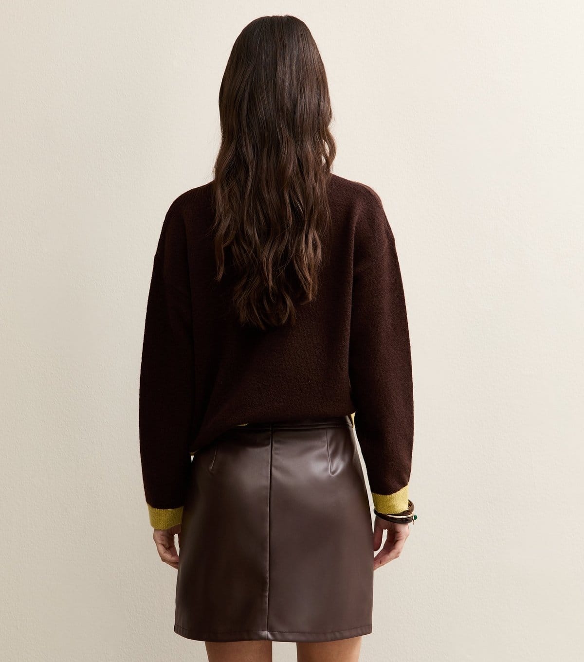 New Look Women's Dark Brown Faux Leather A-line Mini Skirt New Look - 4