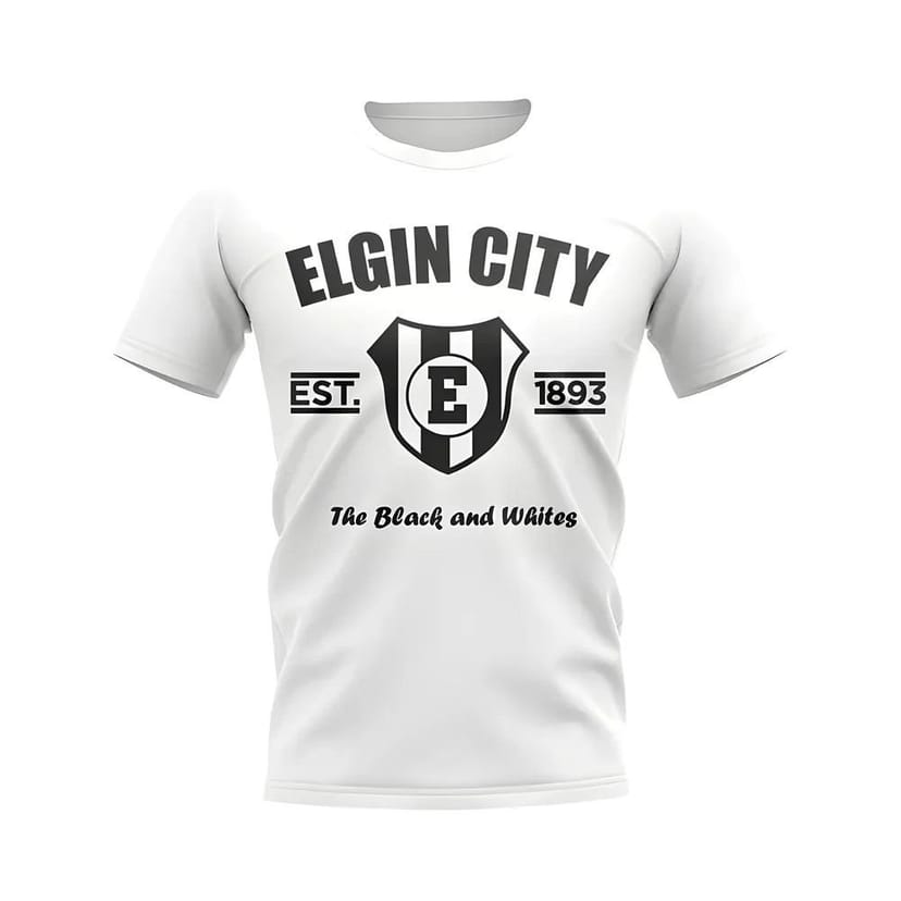 Elgin City Elgin City Men's Mens Established Football T-Shirt White - 1