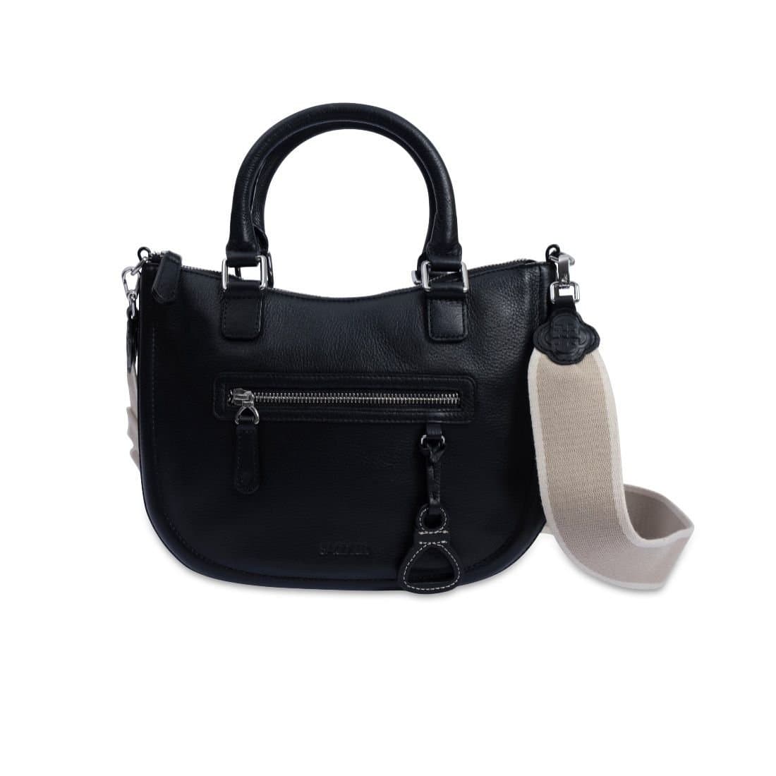 SADDLER SADDLER Women's Twin Handle Handmade Real Leather Crossbody Handbag in Black