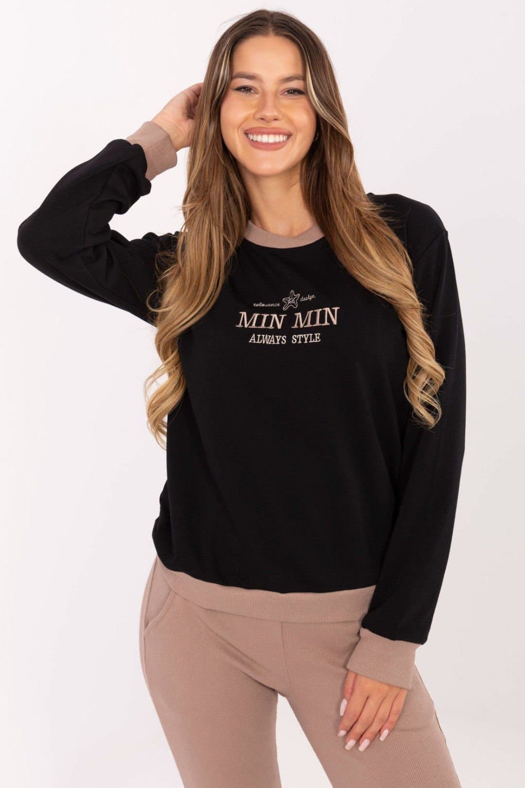 Love Lace Love Lace Black Embroidered Sweatshirt in Cotton-Polyester