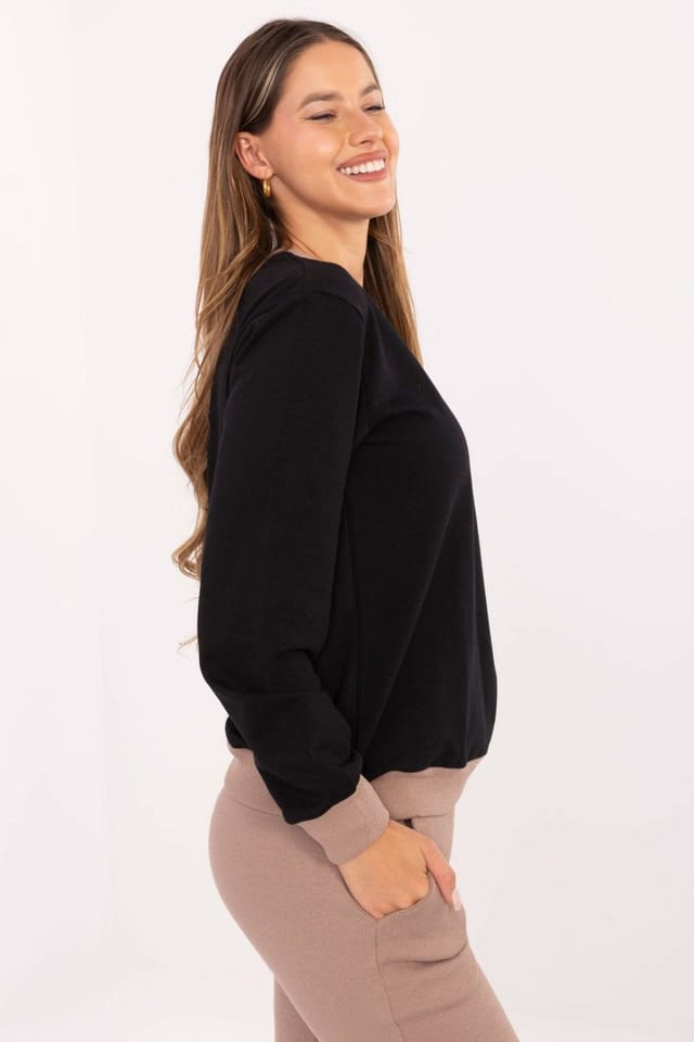 Love Lace Love Lace Women's Casual Embroidered Cotton Polyester Sweatshirt in Black - 2