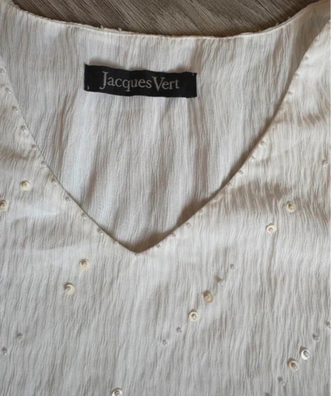 Jacques Vert Jacques Vert Cream Sleeveless Embellished Blouse Top UK 16