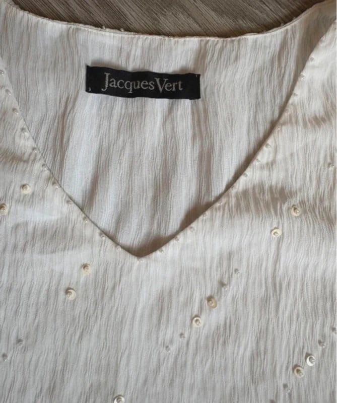 Jacques Vert Jacques Vert Cream Sleeveless Embellished Blouse Top UK 16 - 1