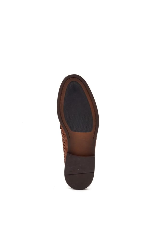 Base London Base London Men's Bracken Leather Weave Loafer in Tan - 3