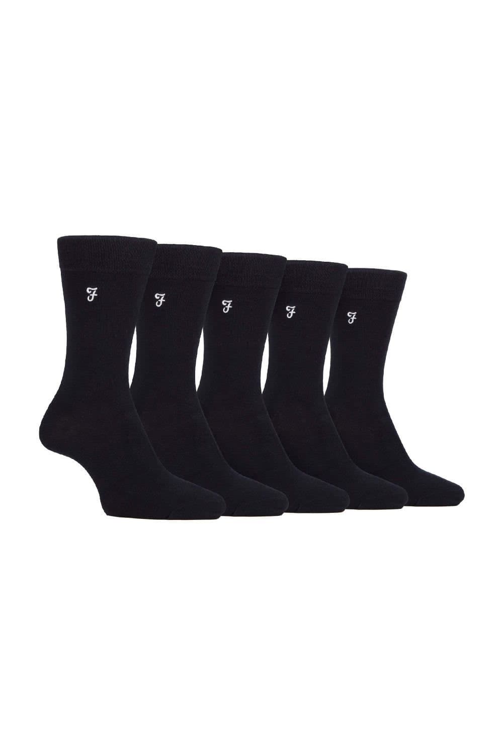 Farah FARAH Men's 5 Pack Bamboo Patterned Socks in True Black