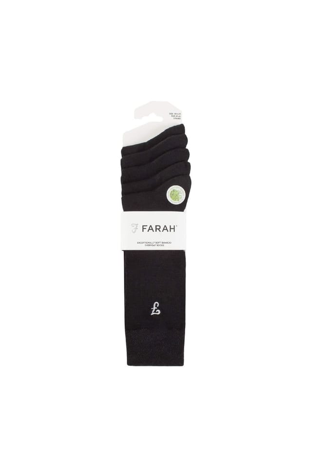 Farah FARAH Men's 5 Pack Bamboo Patterned Socks in True Black - 2