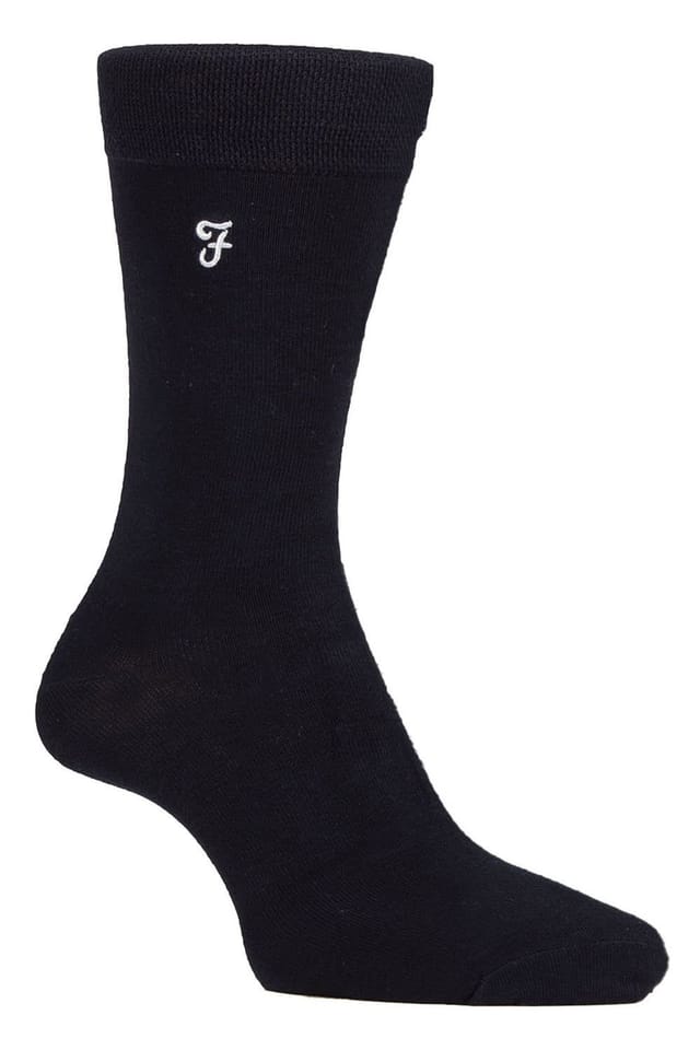 Farah FARAH Men's 5 Pack Bamboo Patterned Socks in True Black - 3