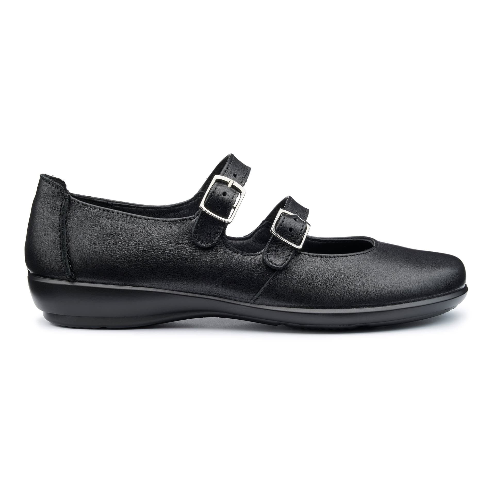 Hotter Hotter Black Leather Twin-Strap Mary Janes