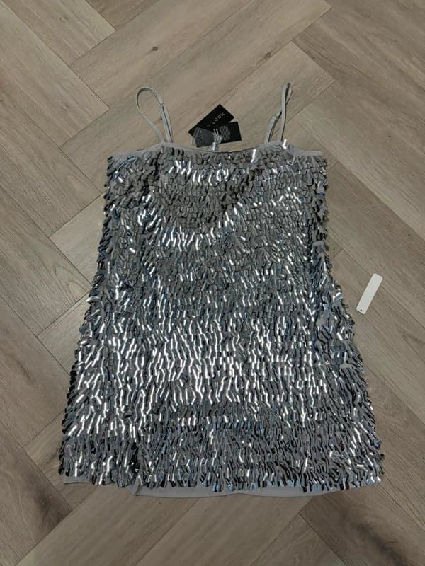 New Look New Look Silver Drop Sequinned Strappy Dress - Size 12