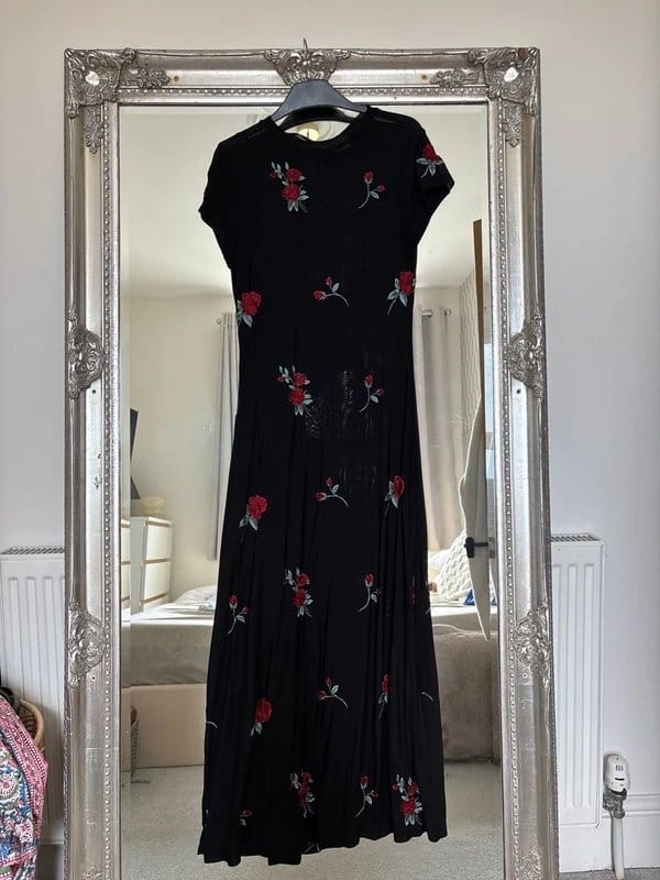 ASOS Black Floral Embroidered Maxi Dress