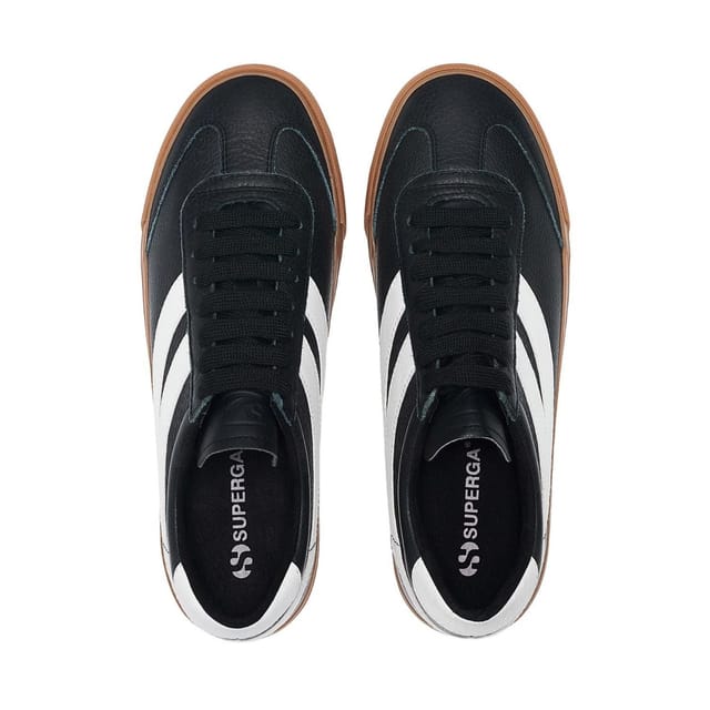 Superga Superga Men's 4834 Club S Swallow Contrast Detail Leather Trainers in Black - 3