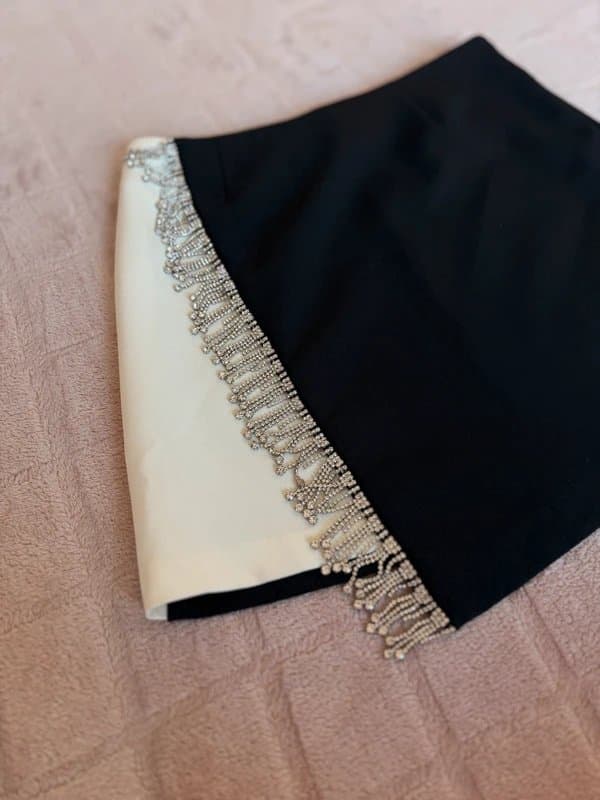 River Island River Island Petite Black Mini Skirt Embellished Asymmetric Party