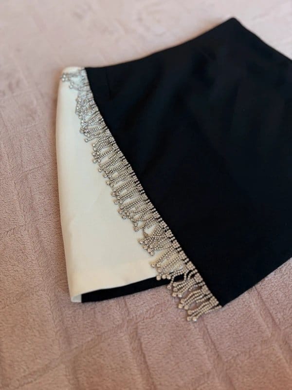 River Island Petite Black Mini Skirt Embellished Asymmetric