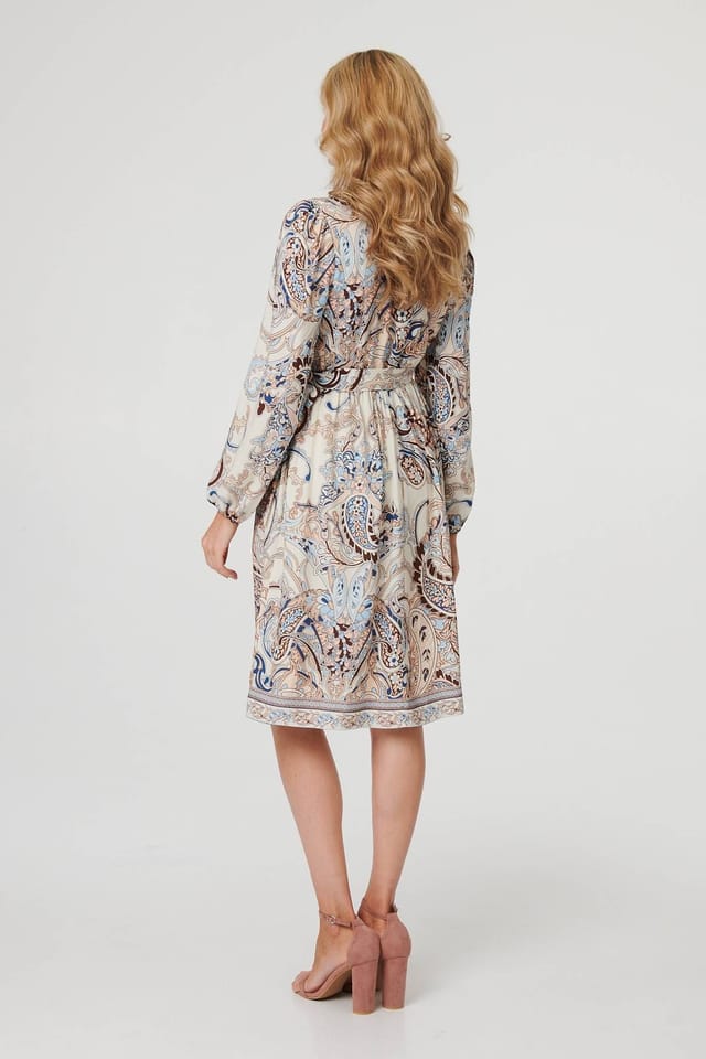 Izabel London Izabel London Women's Abstract Tie Waist Knee Length Dress - 3