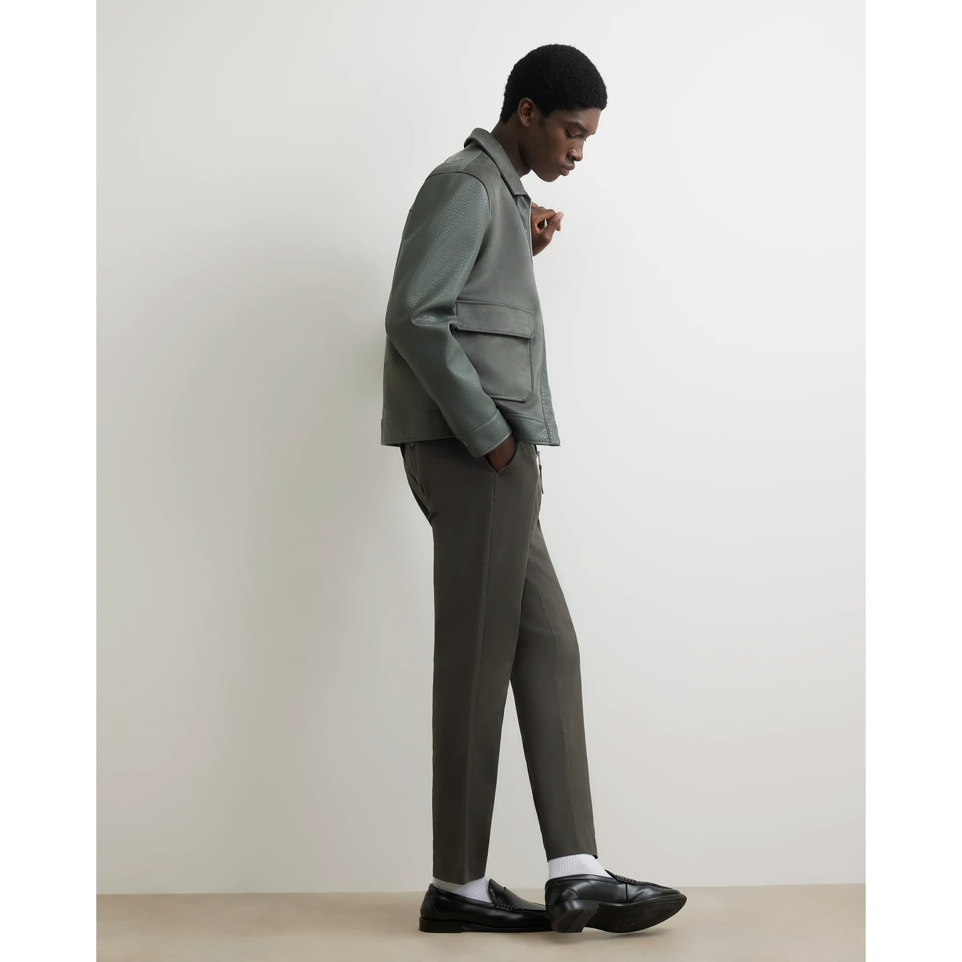 River Island Mens River Island Khaki Slim Fit Cotton Blend Chino Trousers