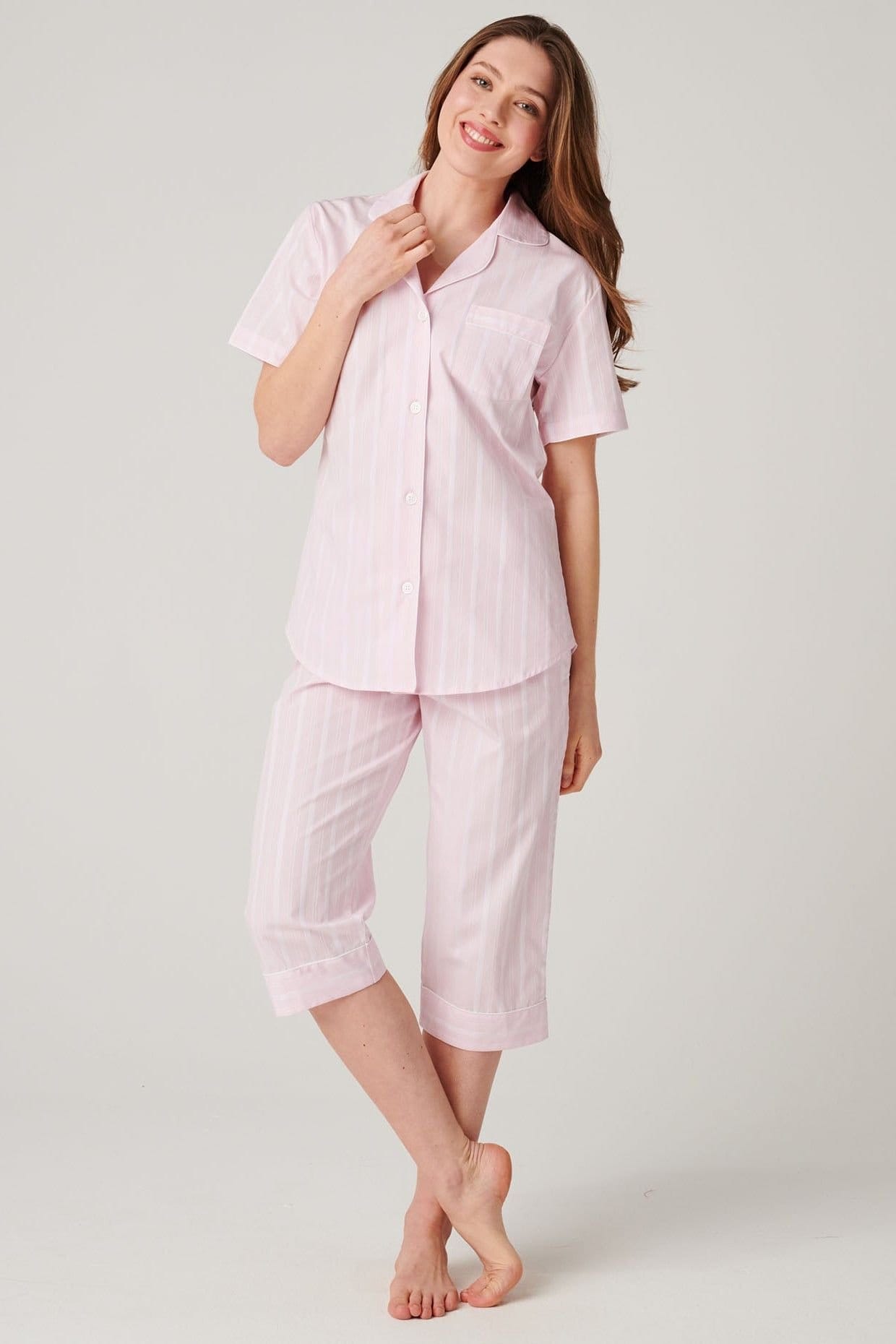 British Boxers Baby Pink Satin Stripe Pyjama Set