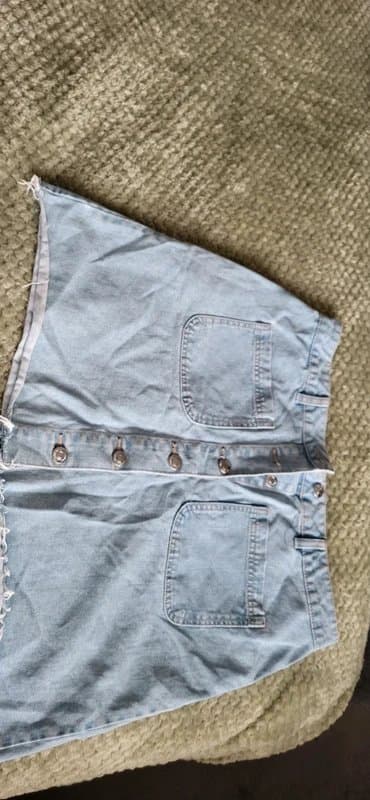 Denim Lightwash Button through denim mini skirt