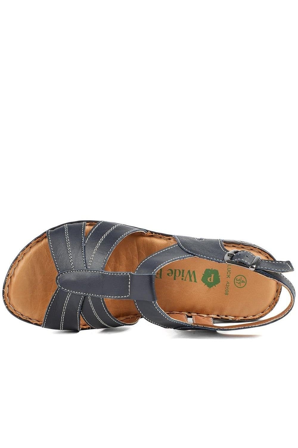 Pavers Pavers Women's Wide Fit Leather Slingback Sandals in Navy - 4