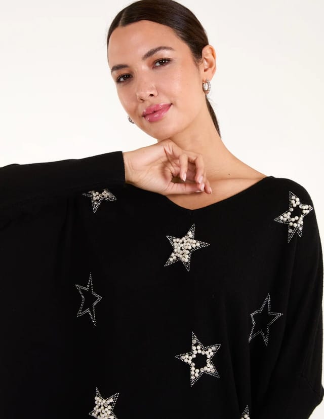 Blue Vanilla Diamante Pearl Star Jumper - 3